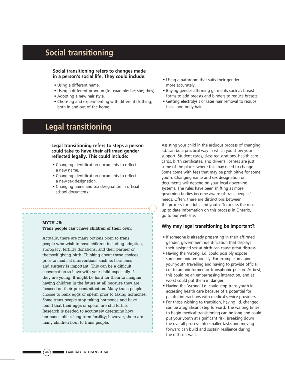 Families in Transition: a Resource Guide for Parents of Trans Youth - Central Toronto Youth Services, Page 46