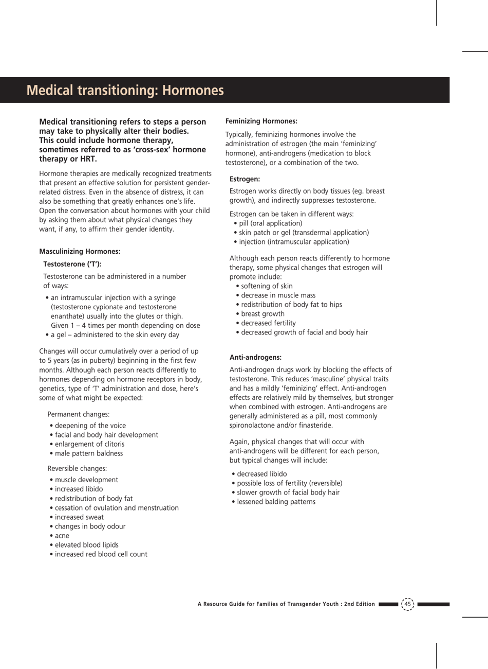 Families in Transition: a Resource Guide for Parents of Trans Youth - Central Toronto Youth Services, Page 47