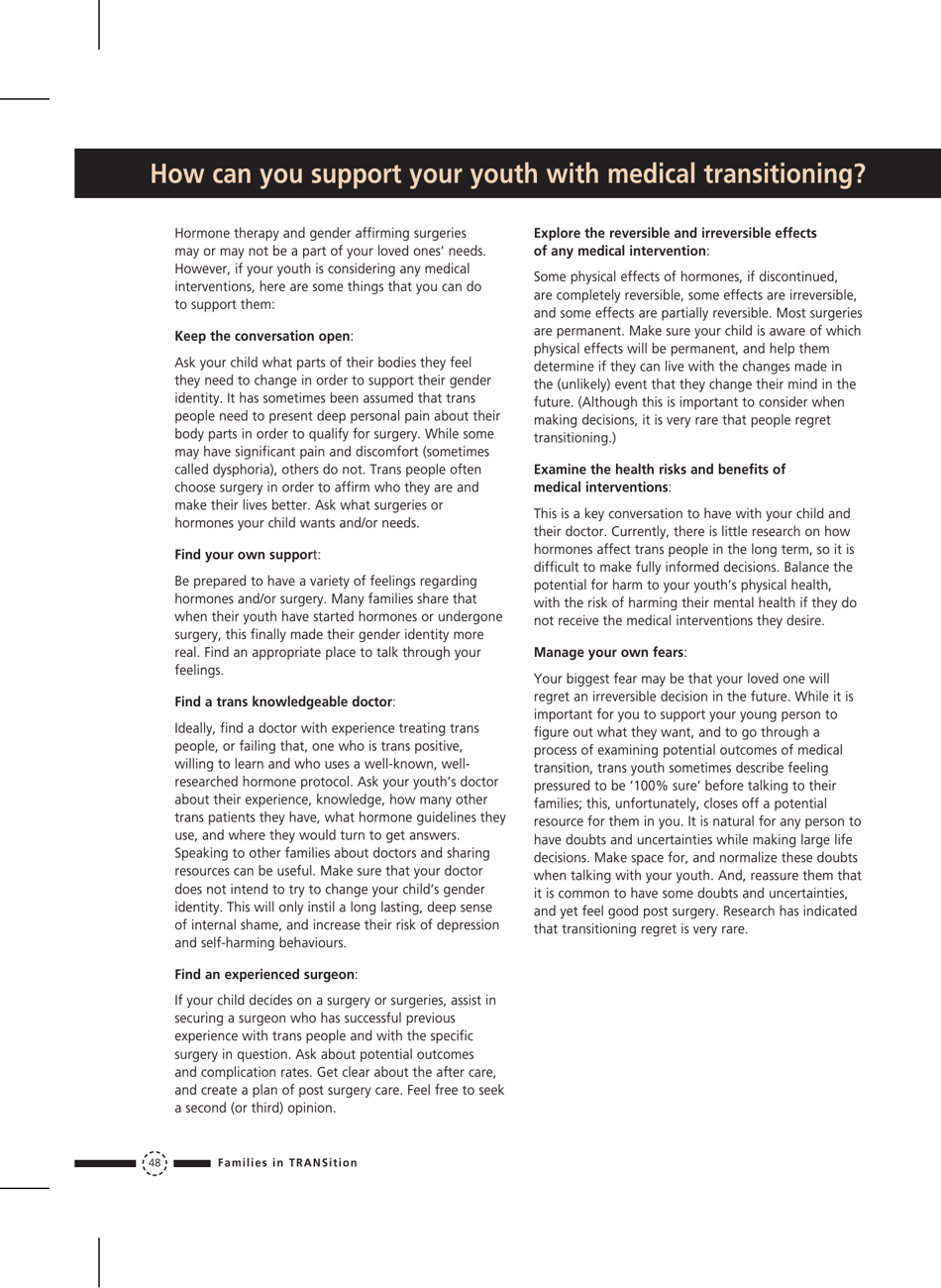Families in Transition: a Resource Guide for Parents of Trans Youth - Central Toronto Youth Services, Page 50