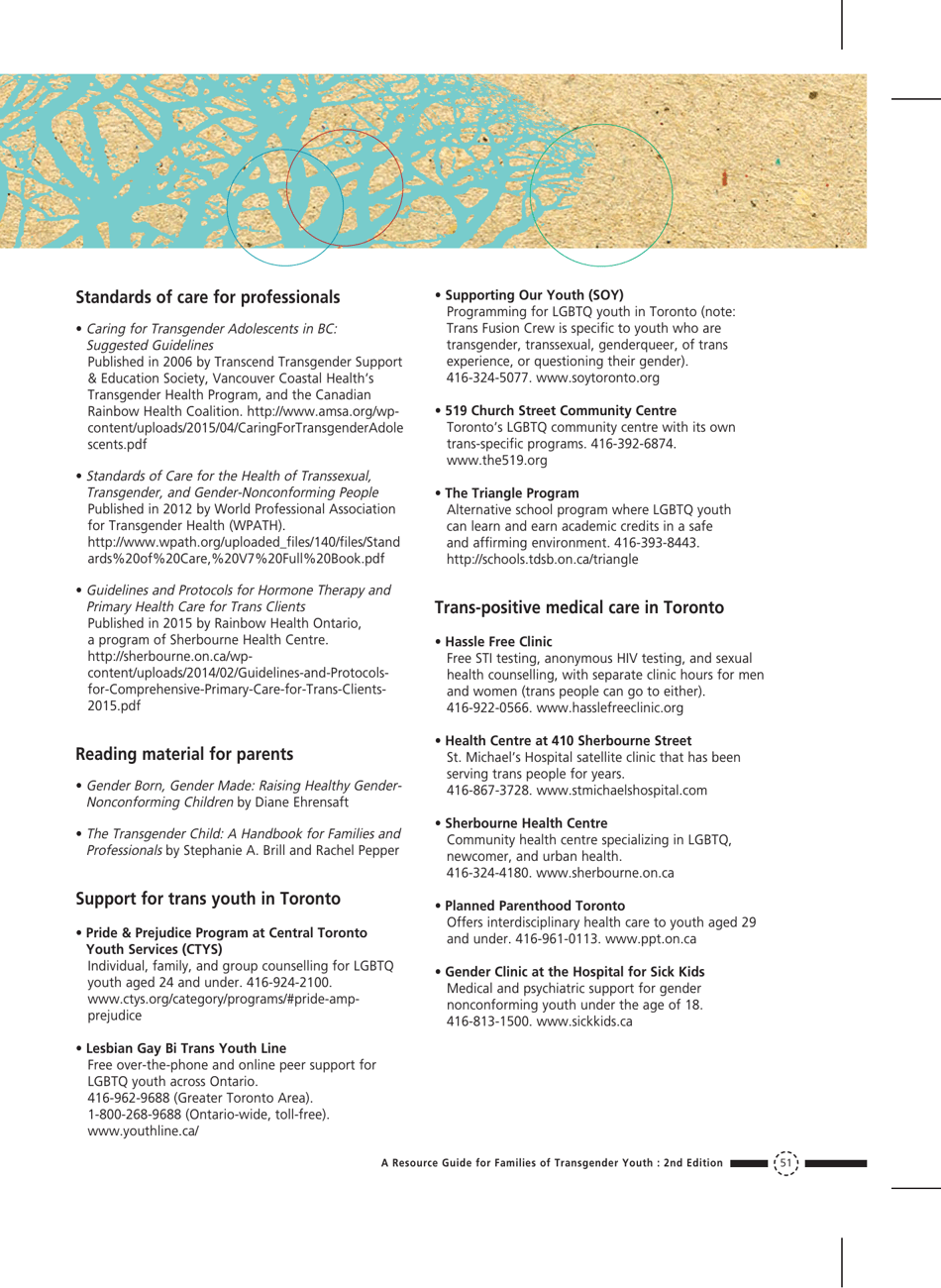 Families in Transition: a Resource Guide for Parents of Trans Youth - Central Toronto Youth Services, Page 53