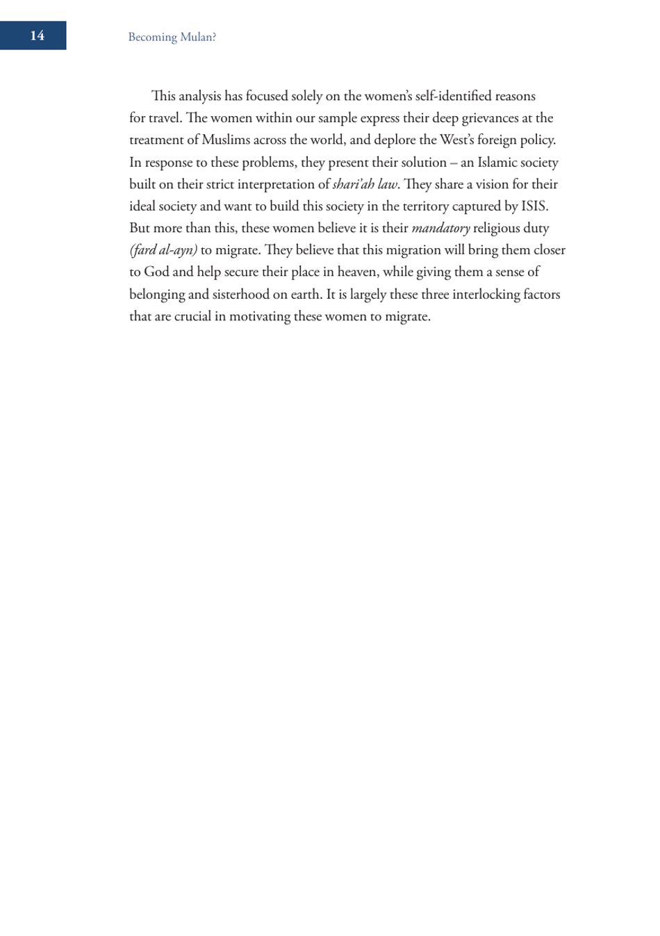 Becoming Mulan? Female Western Migrants to Isis - Carolyn Hoyle, Alexandra Bradford, Ross Frenett - Institute for Strategic Dialogue, Page 14
