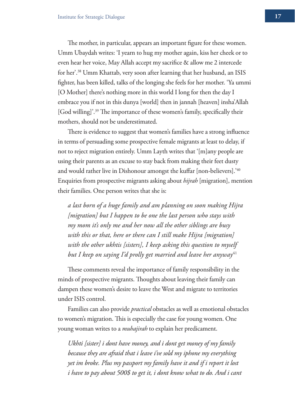 Becoming Mulan? Female Western Migrants to Isis - Carolyn Hoyle, Alexandra Bradford, Ross Frenett - Institute for Strategic Dialogue, Page 17