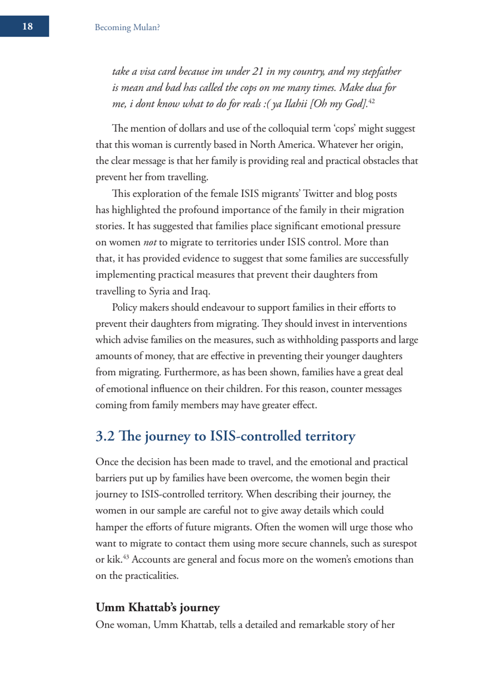 Becoming Mulan? Female Western Migrants to Isis - Carolyn Hoyle, Alexandra Bradford, Ross Frenett - Institute for Strategic Dialogue, Page 18