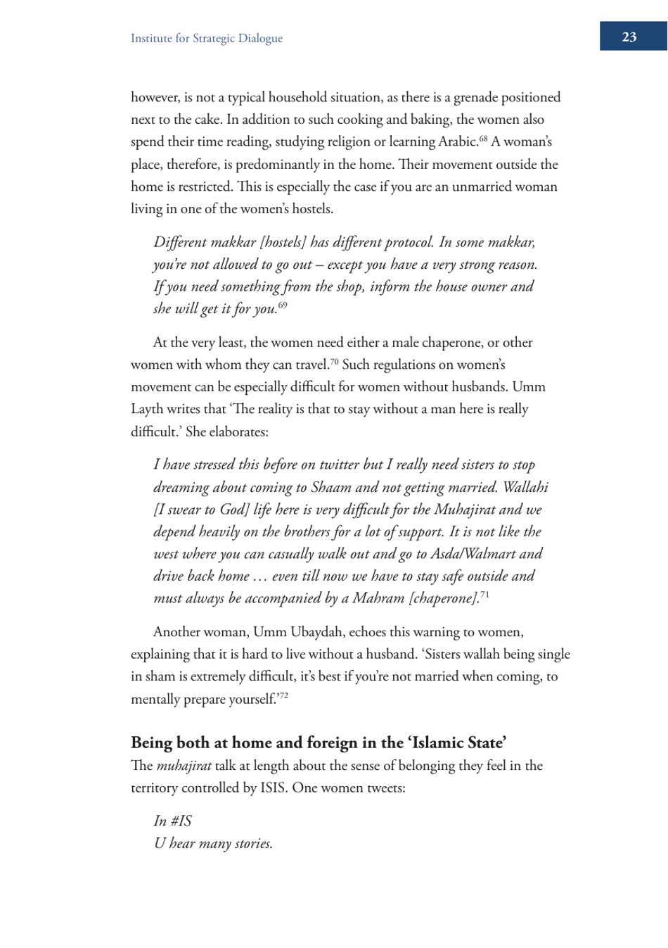 Becoming Mulan? Female Western Migrants to Isis - Carolyn Hoyle, Alexandra Bradford, Ross Frenett - Institute for Strategic Dialogue, Page 23