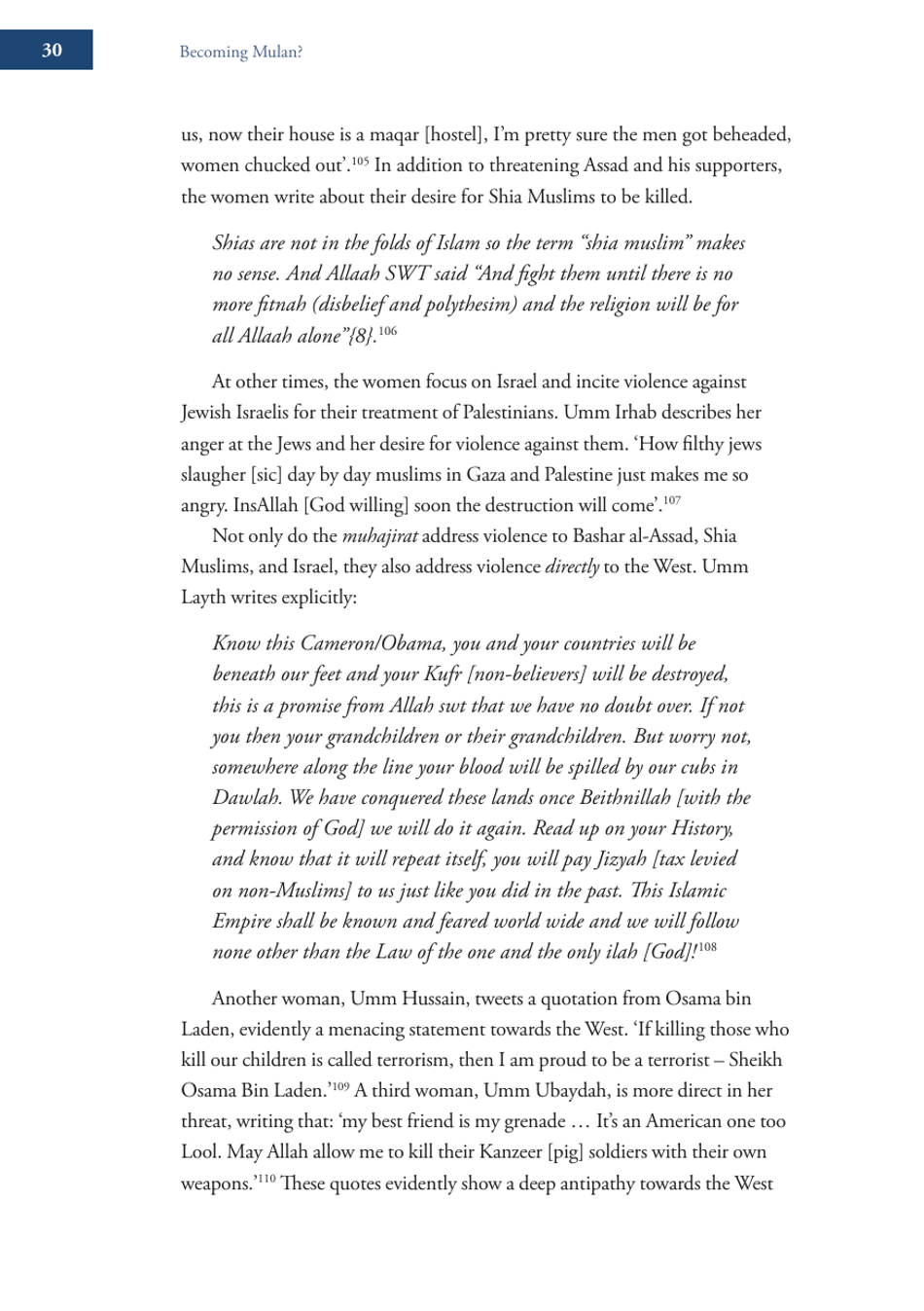 Becoming Mulan? Female Western Migrants to Isis - Carolyn Hoyle, Alexandra Bradford, Ross Frenett - Institute for Strategic Dialogue, Page 30