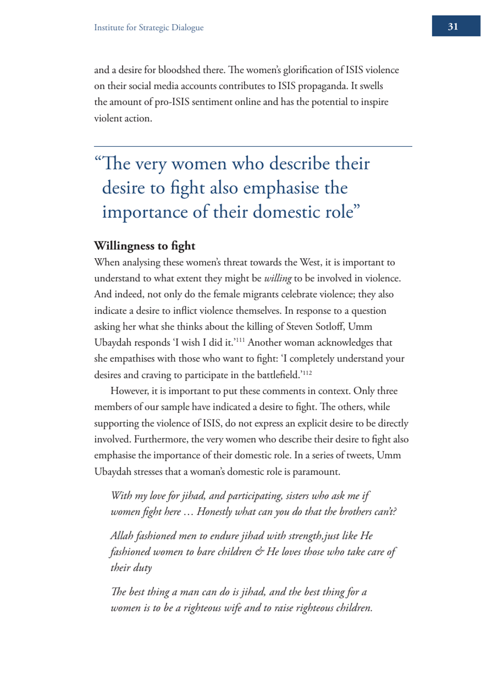 Becoming Mulan? Female Western Migrants to Isis - Carolyn Hoyle, Alexandra Bradford, Ross Frenett - Institute for Strategic Dialogue, Page 31