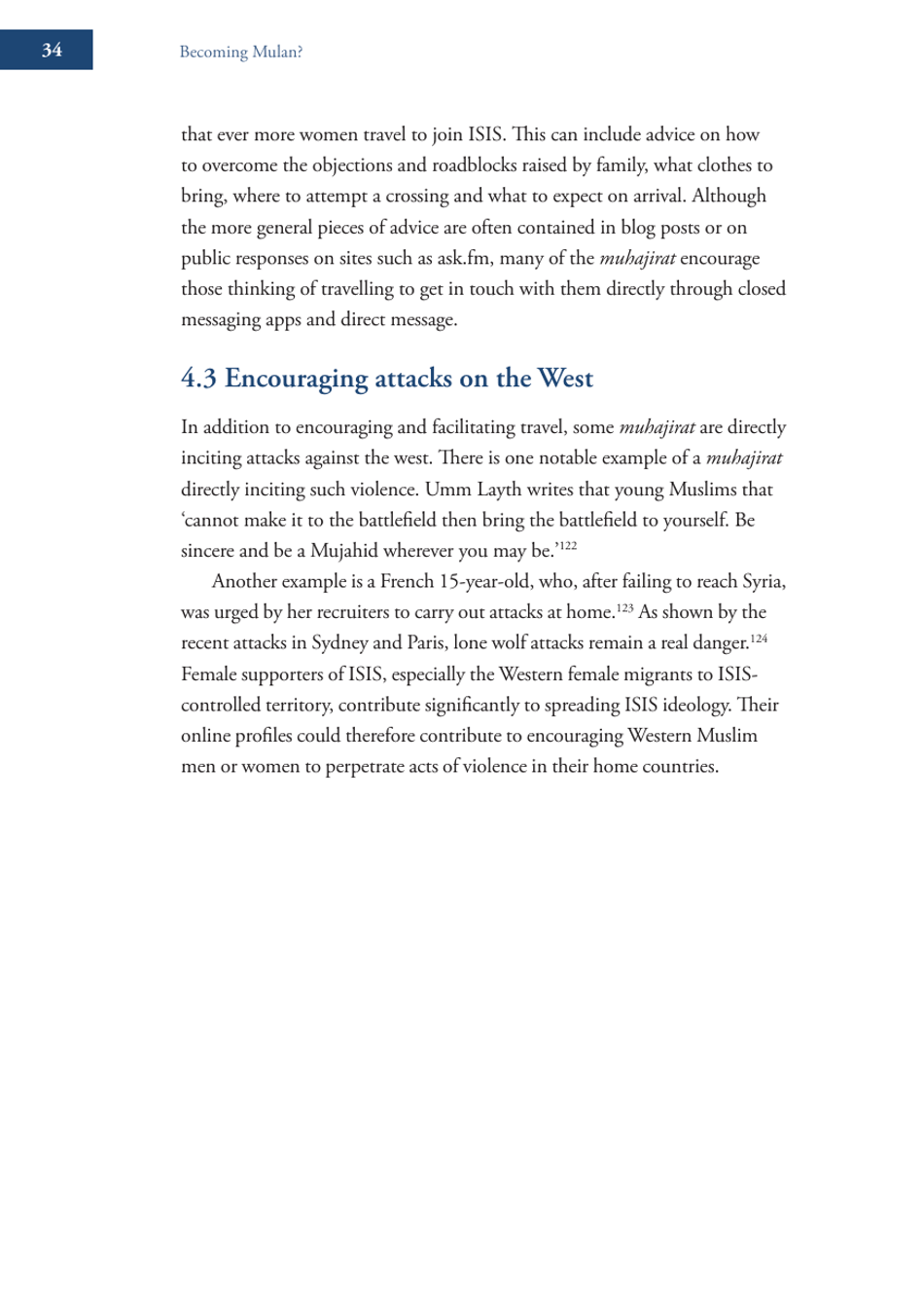 Becoming Mulan? Female Western Migrants to Isis - Carolyn Hoyle, Alexandra Bradford, Ross Frenett - Institute for Strategic Dialogue, Page 34