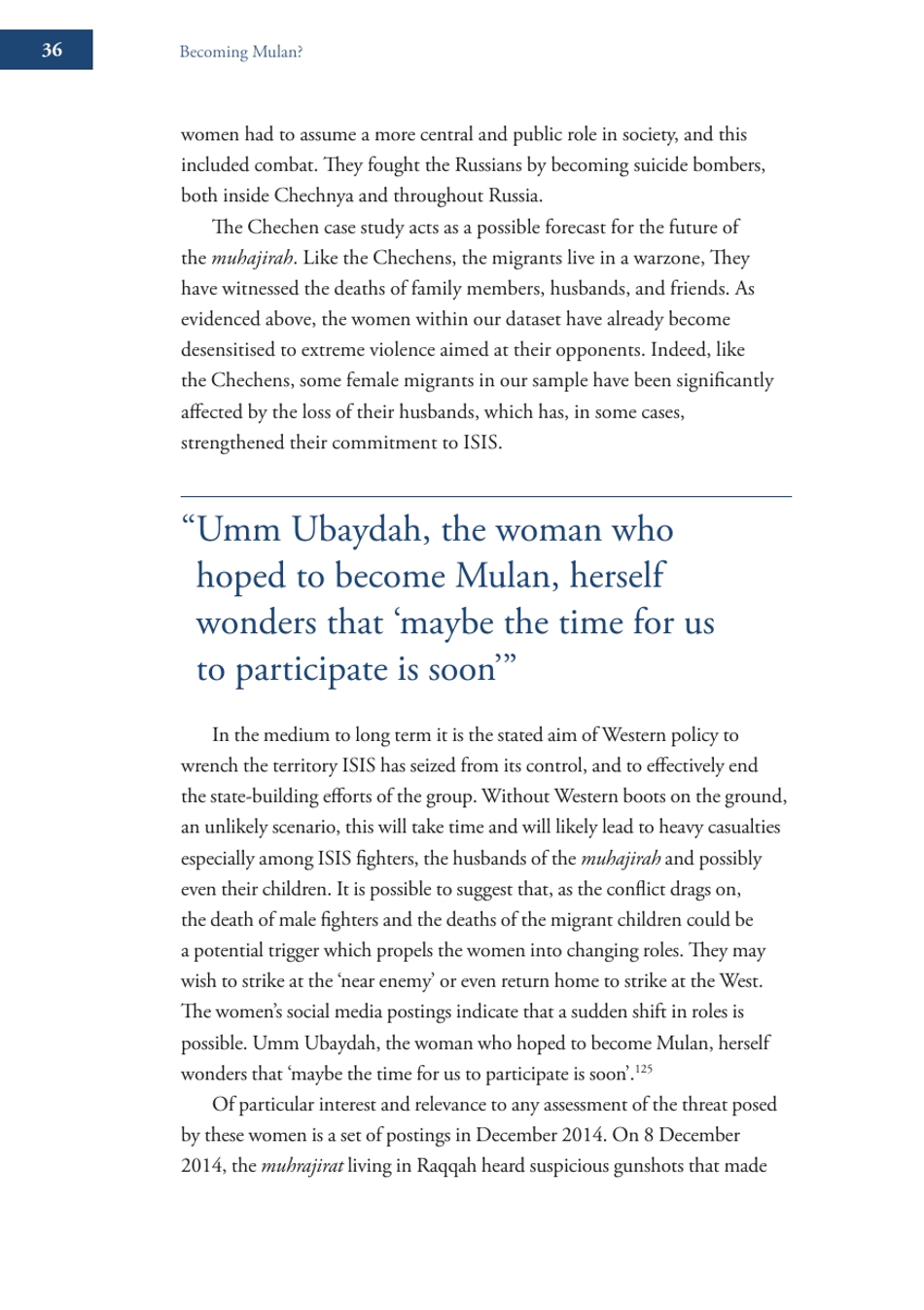 Becoming Mulan? Female Western Migrants to Isis - Carolyn Hoyle, Alexandra Bradford, Ross Frenett - Institute for Strategic Dialogue, Page 36