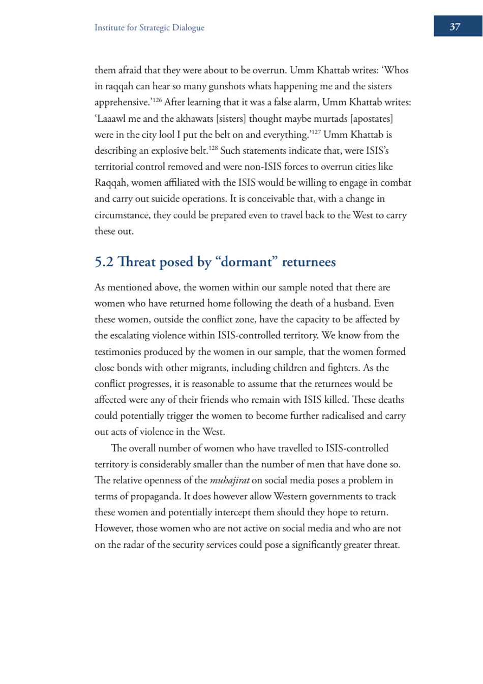 Becoming Mulan? Female Western Migrants to Isis - Carolyn Hoyle, Alexandra Bradford, Ross Frenett - Institute for Strategic Dialogue, Page 37