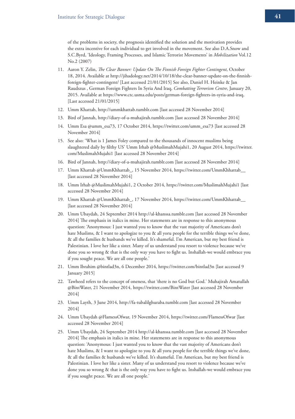 Becoming Mulan? Female Western Migrants to Isis - Carolyn Hoyle, Alexandra Bradford, Ross Frenett - Institute for Strategic Dialogue, Page 41