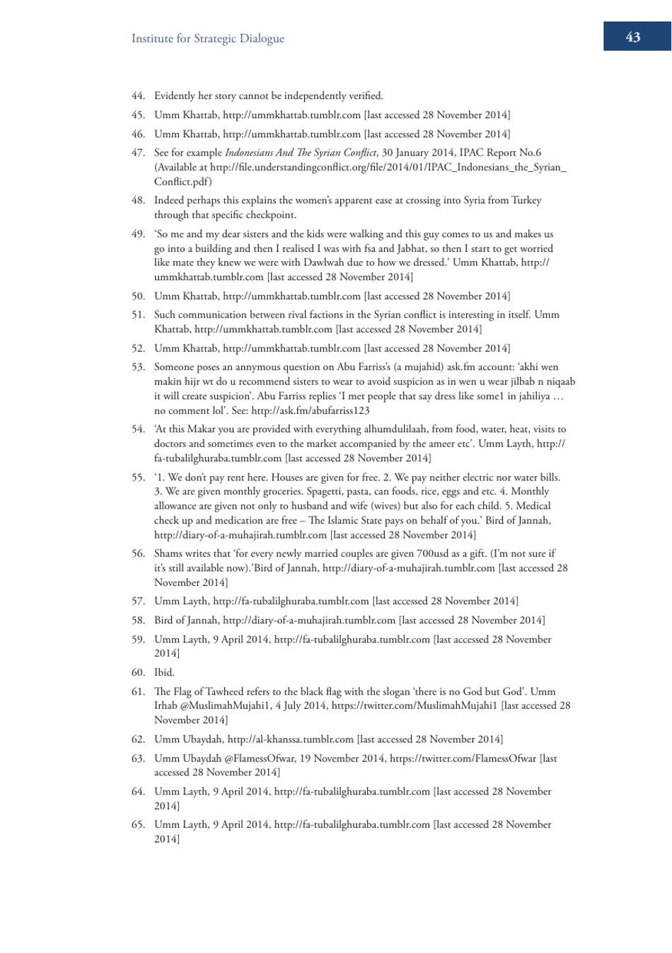 Becoming Mulan? Female Western Migrants to Isis - Carolyn Hoyle, Alexandra Bradford, Ross Frenett - Institute for Strategic Dialogue, Page 43
