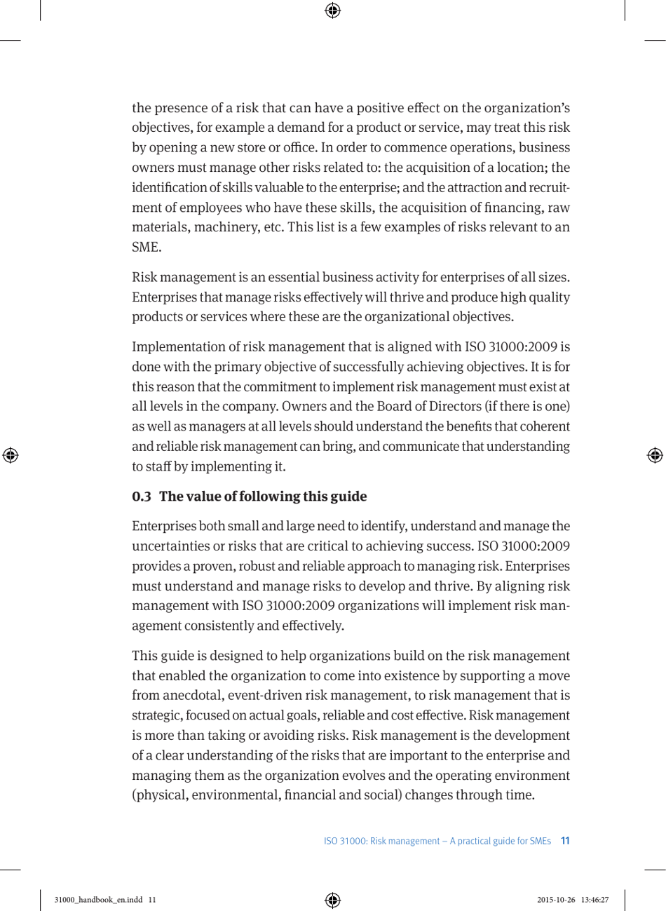 Iso 31000 Risk Management - a Practical Guide for Smes, Page 12