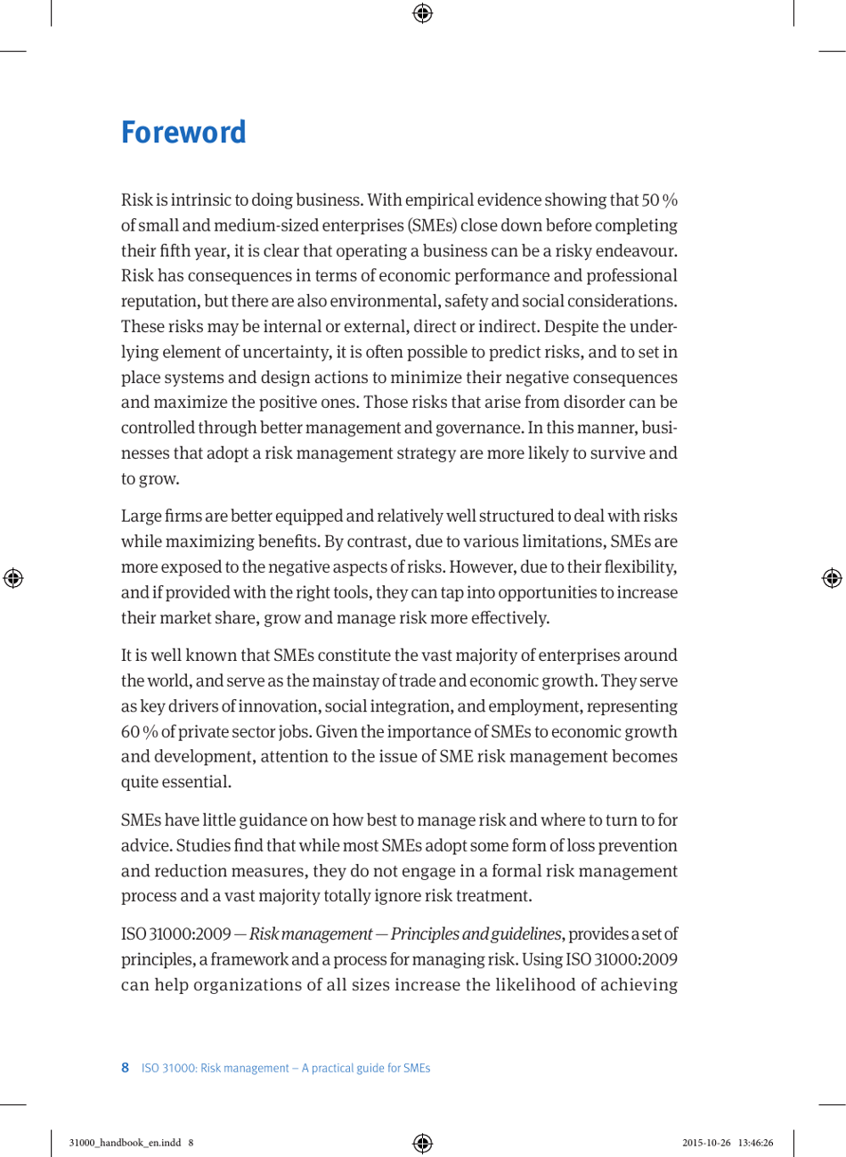Iso 31000 Risk Management - a Practical Guide for Smes, Page 9
