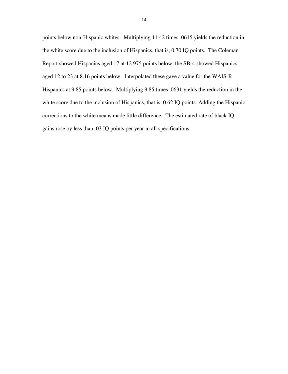 Black Americans Reduce the Racial Iq Gap: Evidence From Standardization Samples - William T. Dickens, James R. Flynn, Page 14