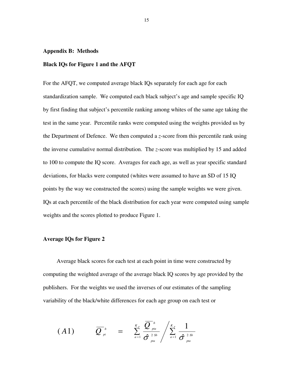 Black Americans Reduce the Racial Iq Gap: Evidence From Standardization Samples - William T. Dickens, James R. Flynn, Page 15