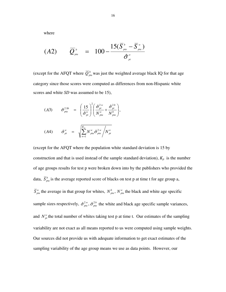 Black Americans Reduce the Racial Iq Gap: Evidence From Standardization Samples - William T. Dickens, James R. Flynn, Page 16