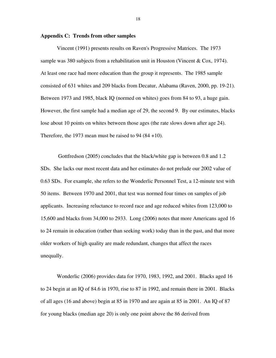 Black Americans Reduce the Racial Iq Gap: Evidence From Standardization Samples - William T. Dickens, James R. Flynn, Page 18
