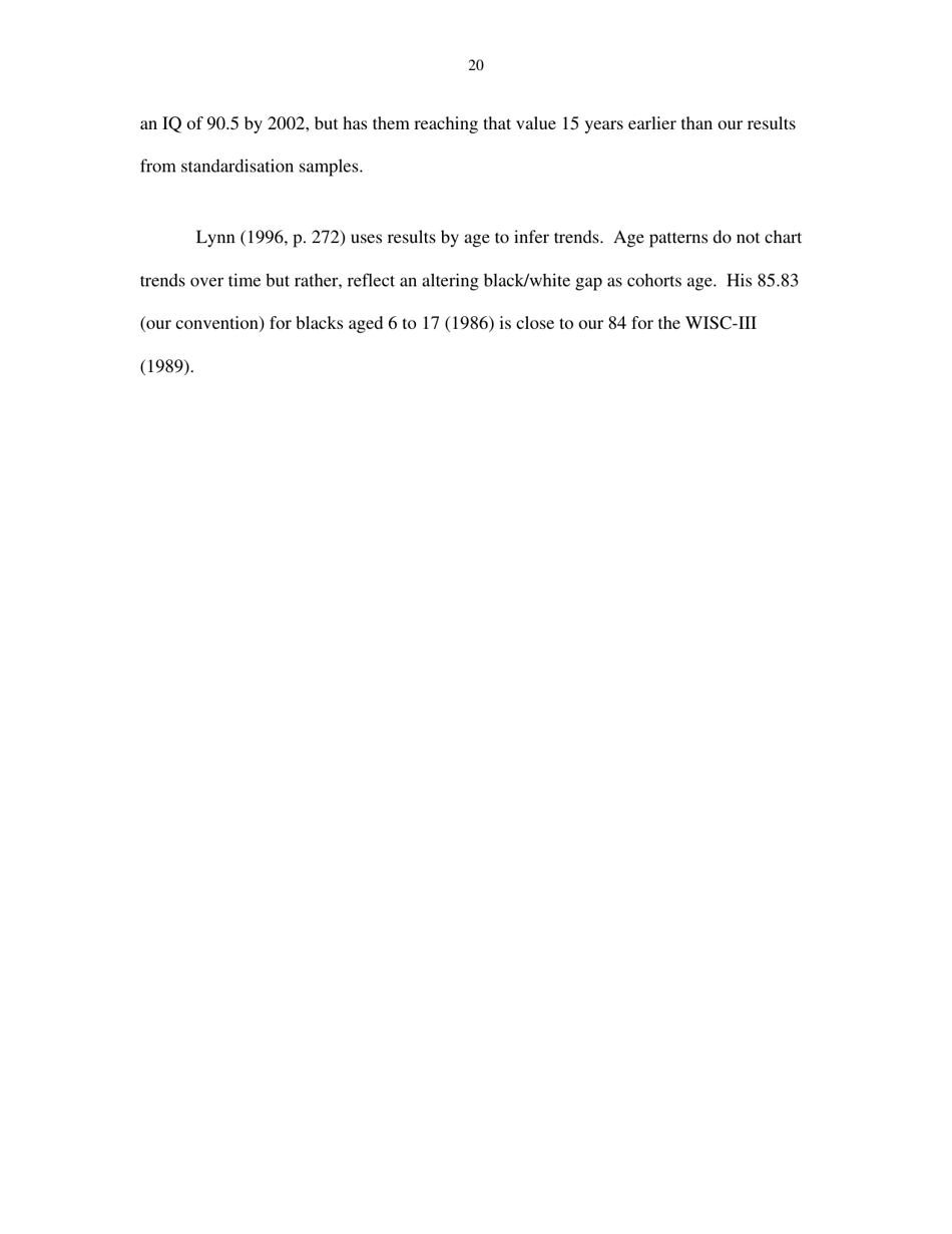 Black Americans Reduce the Racial Iq Gap: Evidence From Standardization Samples - William T. Dickens, James R. Flynn, Page 20