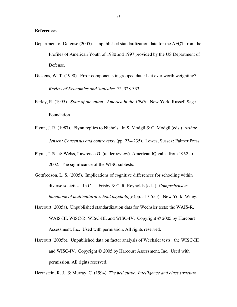 Black Americans Reduce the Racial Iq Gap: Evidence From Standardization Samples - William T. Dickens, James R. Flynn, Page 21