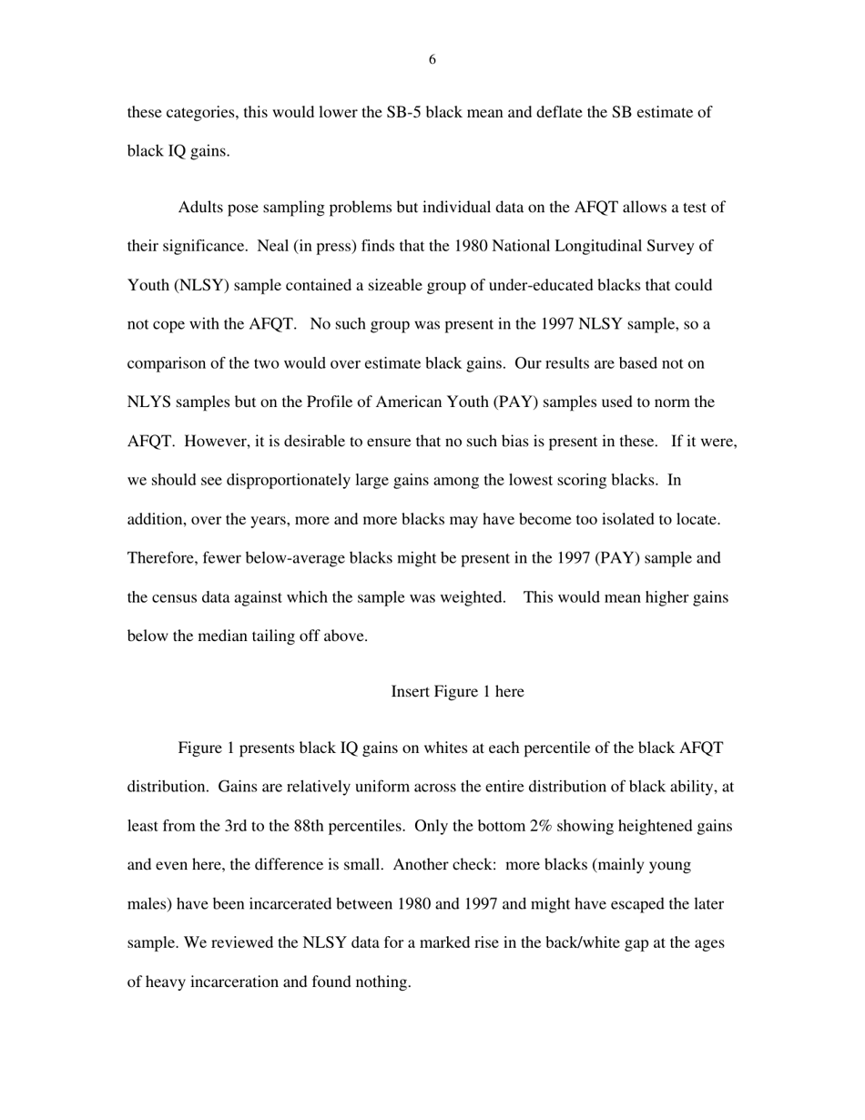 Black Americans Reduce the Racial Iq Gap: Evidence From Standardization Samples - William T. Dickens, James R. Flynn, Page 6