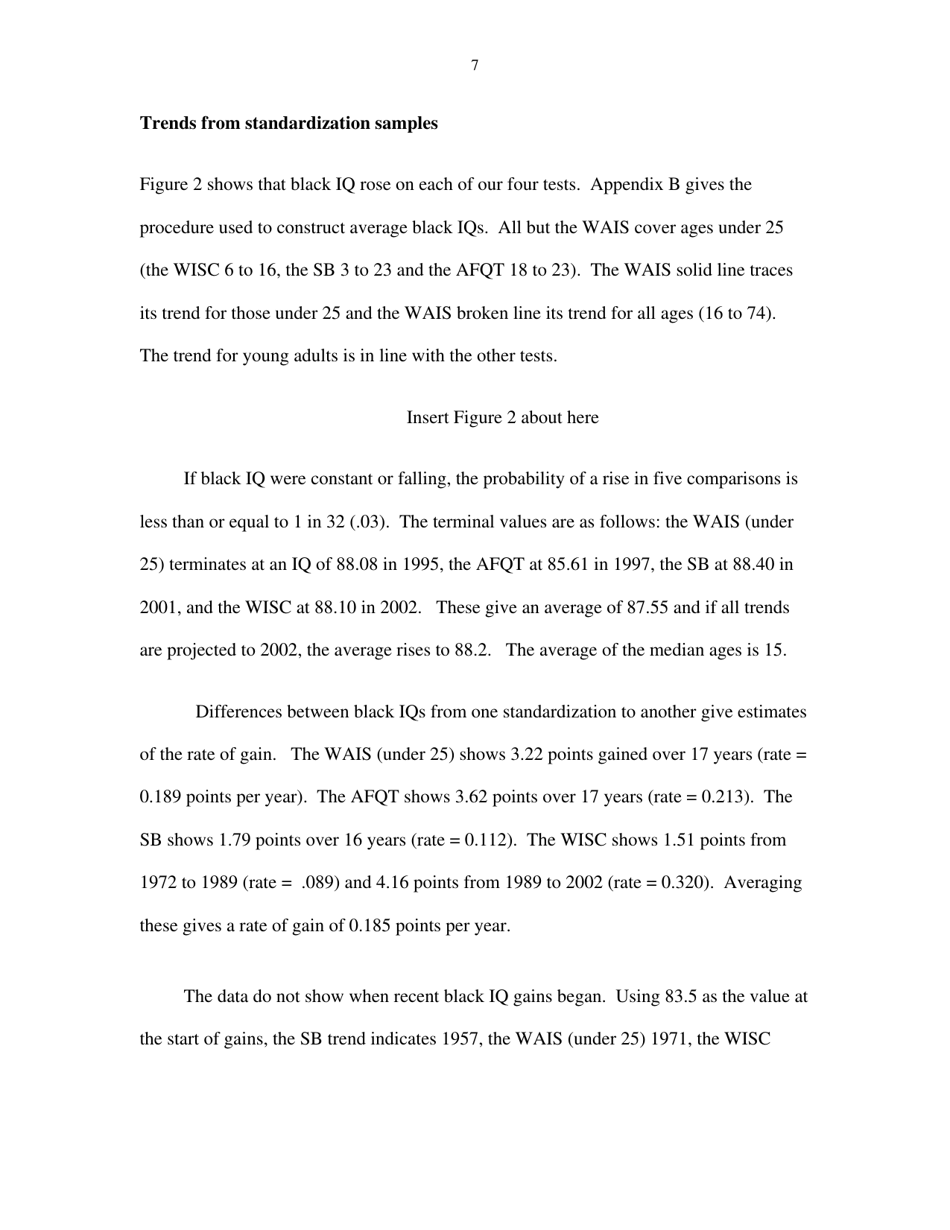 Black Americans Reduce the Racial Iq Gap: Evidence From Standardization Samples - William T. Dickens, James R. Flynn, Page 7