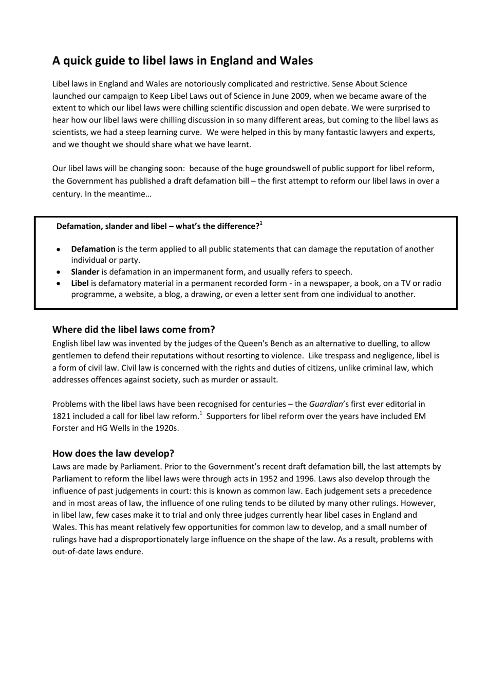 United Kingdom A Quick Guide to Libel Laws in England and Wales