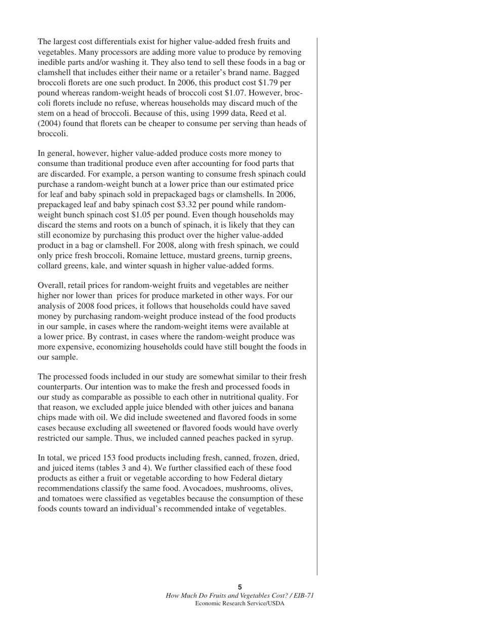Economic Information Bulletin 71: How Much Do Fruits and Vegetables Cost?, Page 11