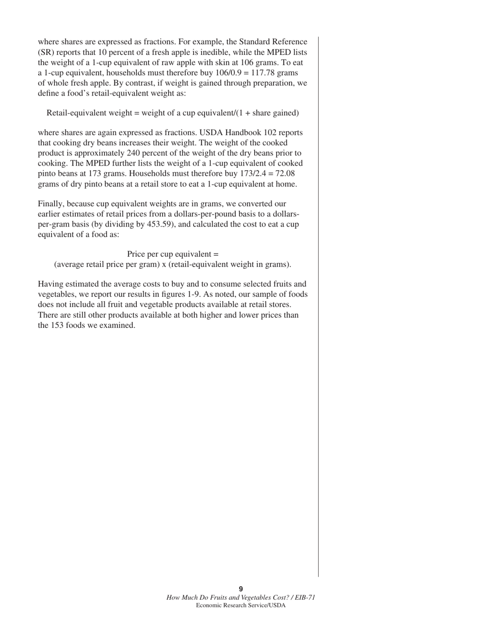 Economic Information Bulletin 71: How Much Do Fruits and Vegetables Cost?, Page 15