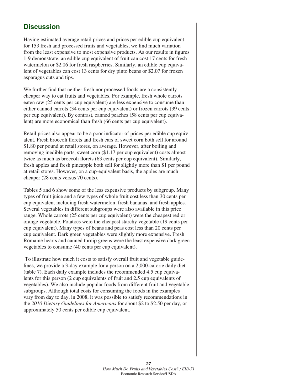 Economic Information Bulletin 71: How Much Do Fruits and Vegetables Cost?, Page 33