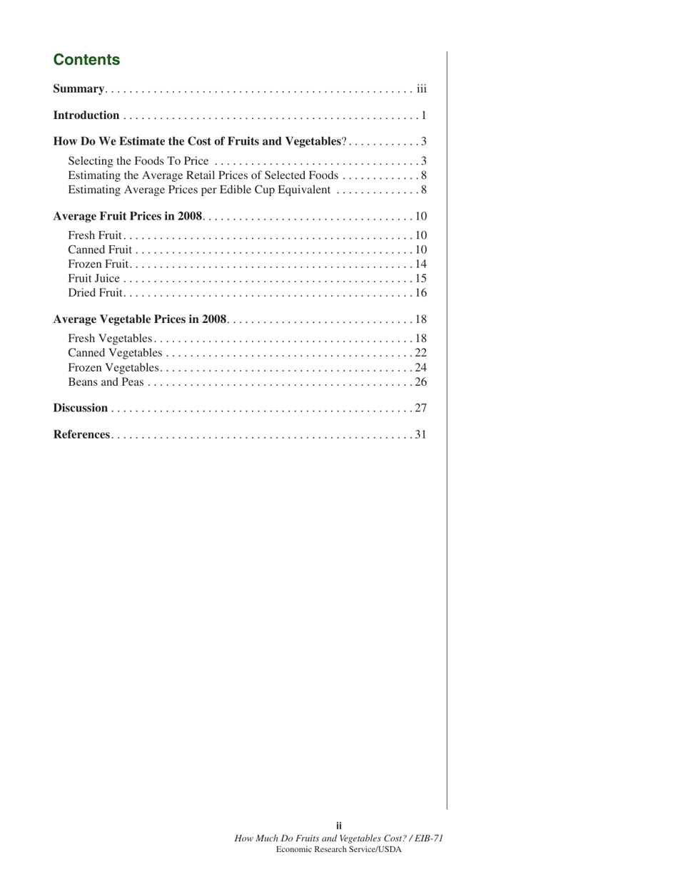 Economic Information Bulletin 71: How Much Do Fruits and Vegetables Cost?, Page 4