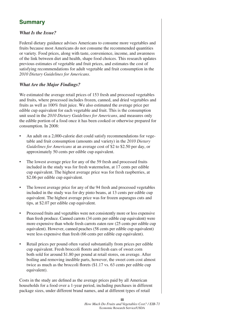 Economic Information Bulletin 71: How Much Do Fruits and Vegetables Cost?, Page 5