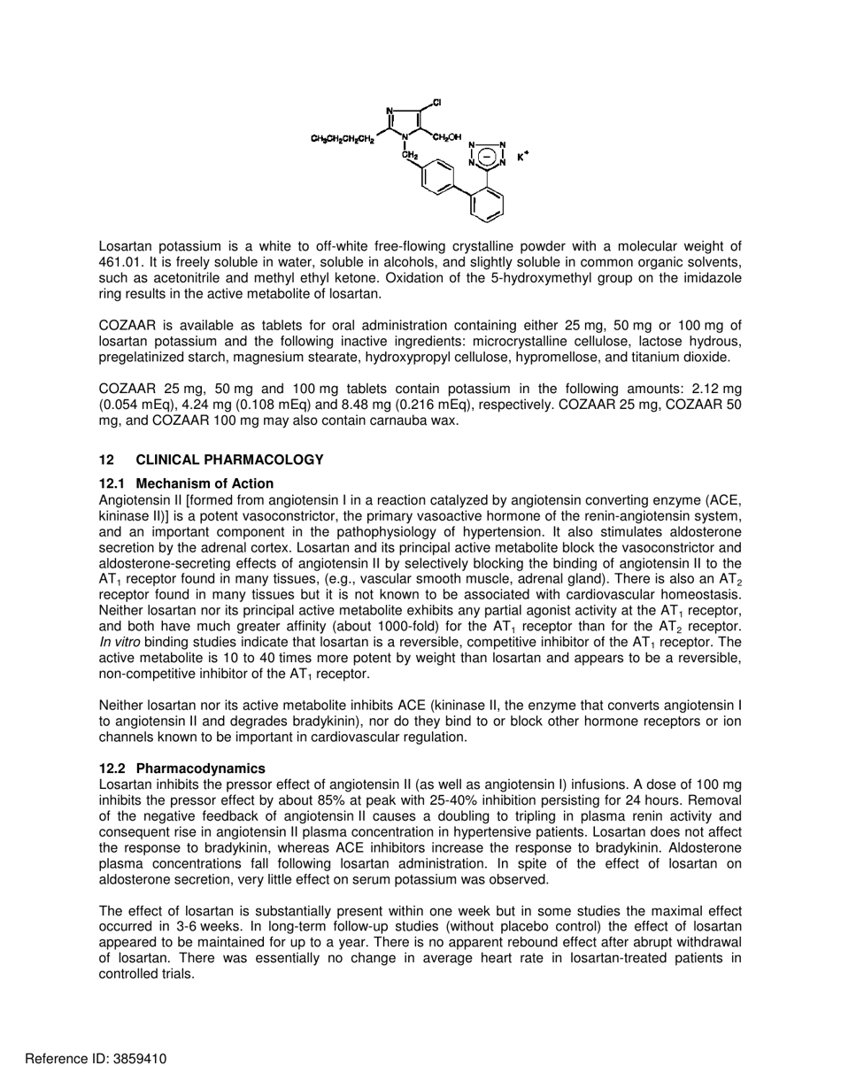Cozaar: Highlights of Prescribing Information, Page 9