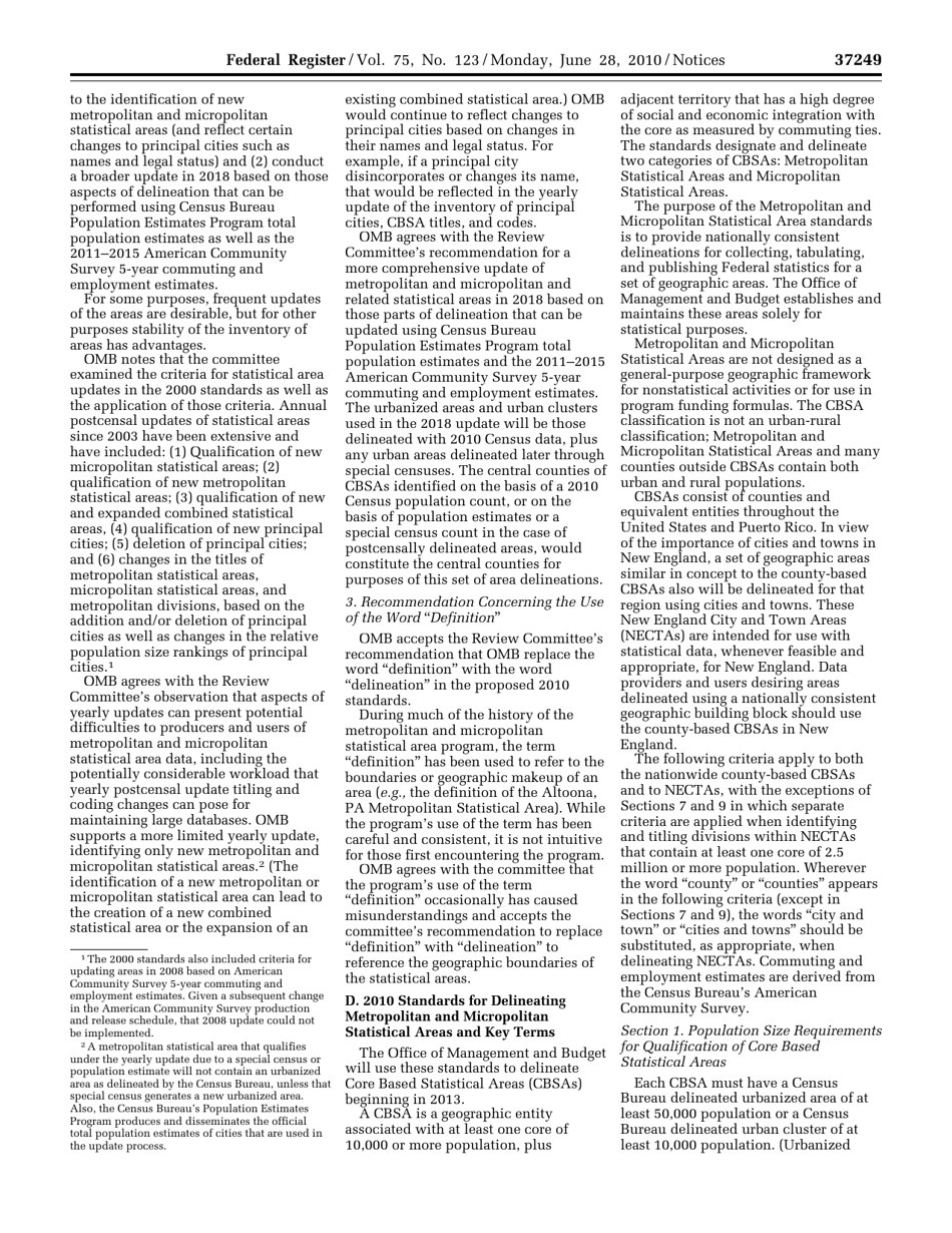 Standards for Delineating Metropolitan and Micropolitan Statistical Areas; Notice, Page 5