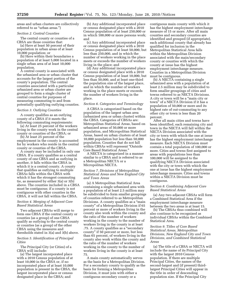 Standards for Delineating Metropolitan and Micropolitan Statistical Areas; Notice, Page 6