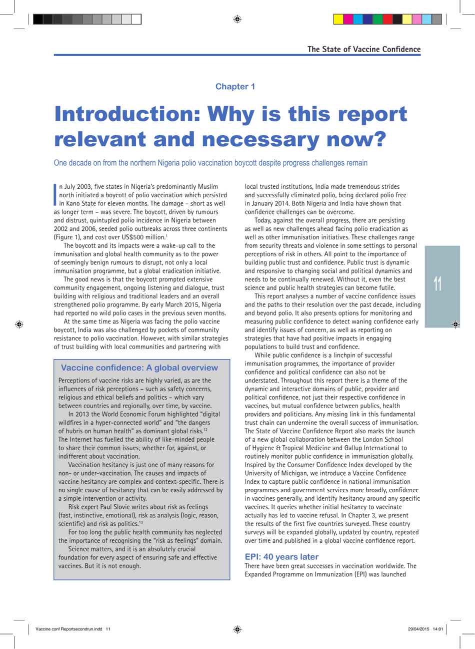 The State of Vaccine Confidence - the Vaccine Confidence Project, Page 11