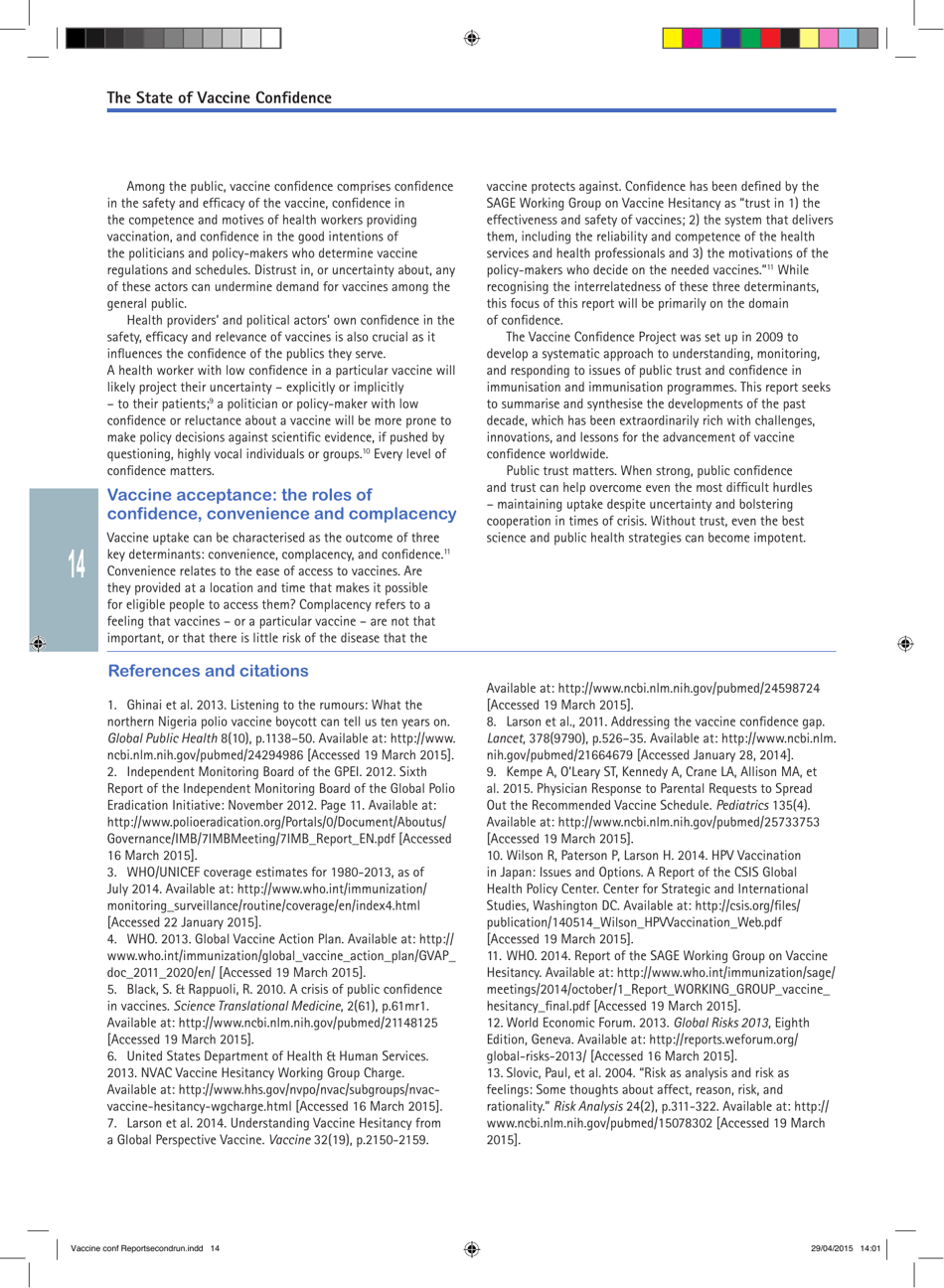 The State of Vaccine Confidence - the Vaccine Confidence Project, Page 14