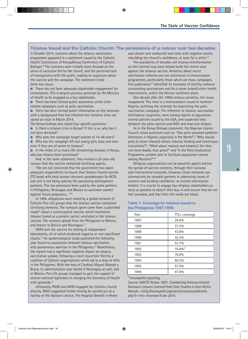 The State of Vaccine Confidence - the Vaccine Confidence Project, Page 19