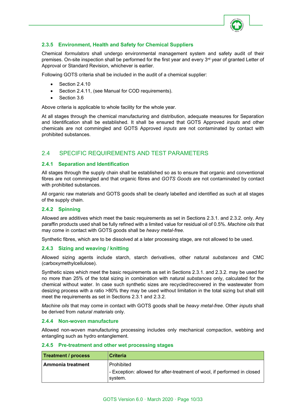 Global Organic Textile Standard - Version 6.0, Page 10