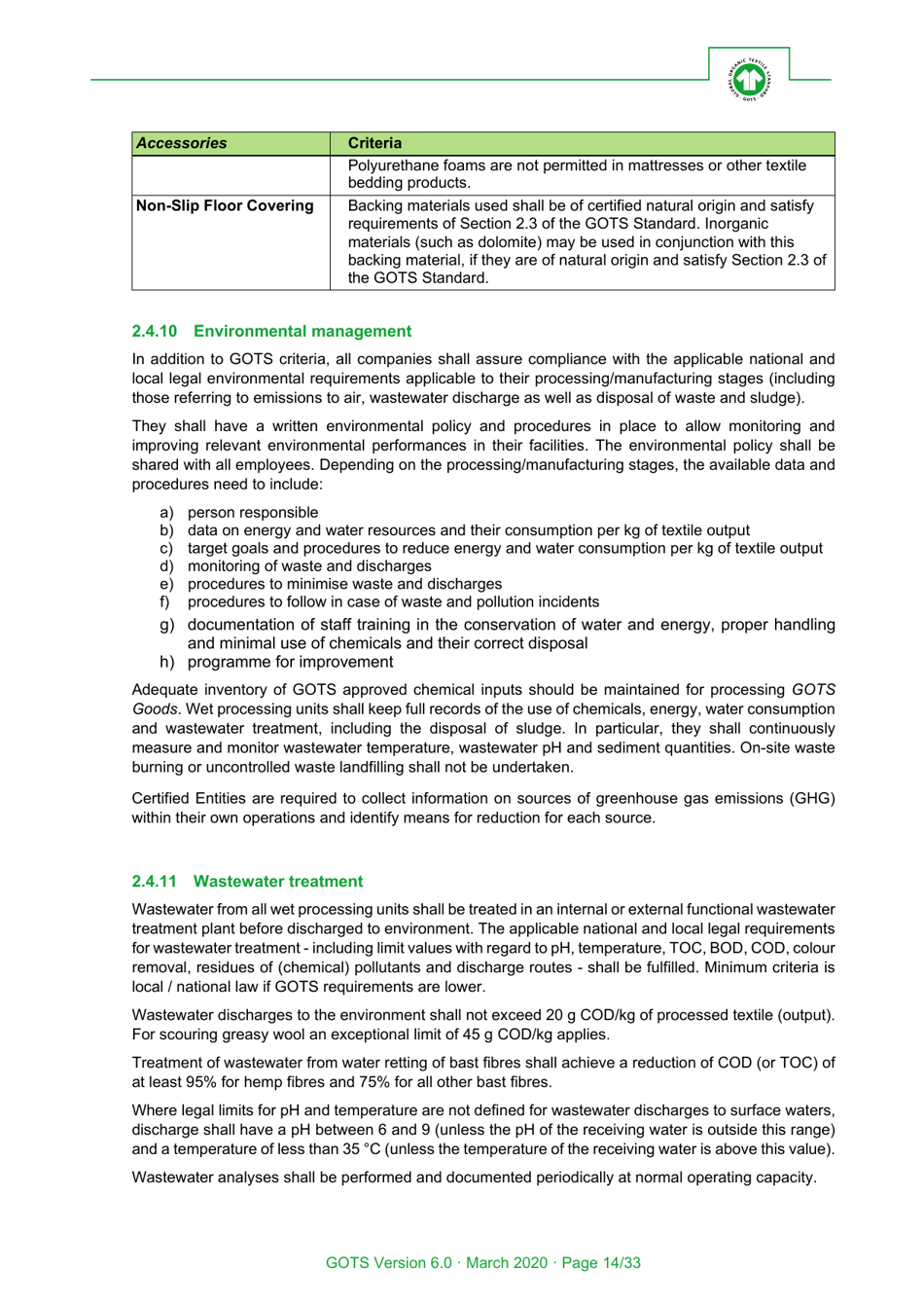 Global Organic Textile Standard - Version 6.0, Page 14