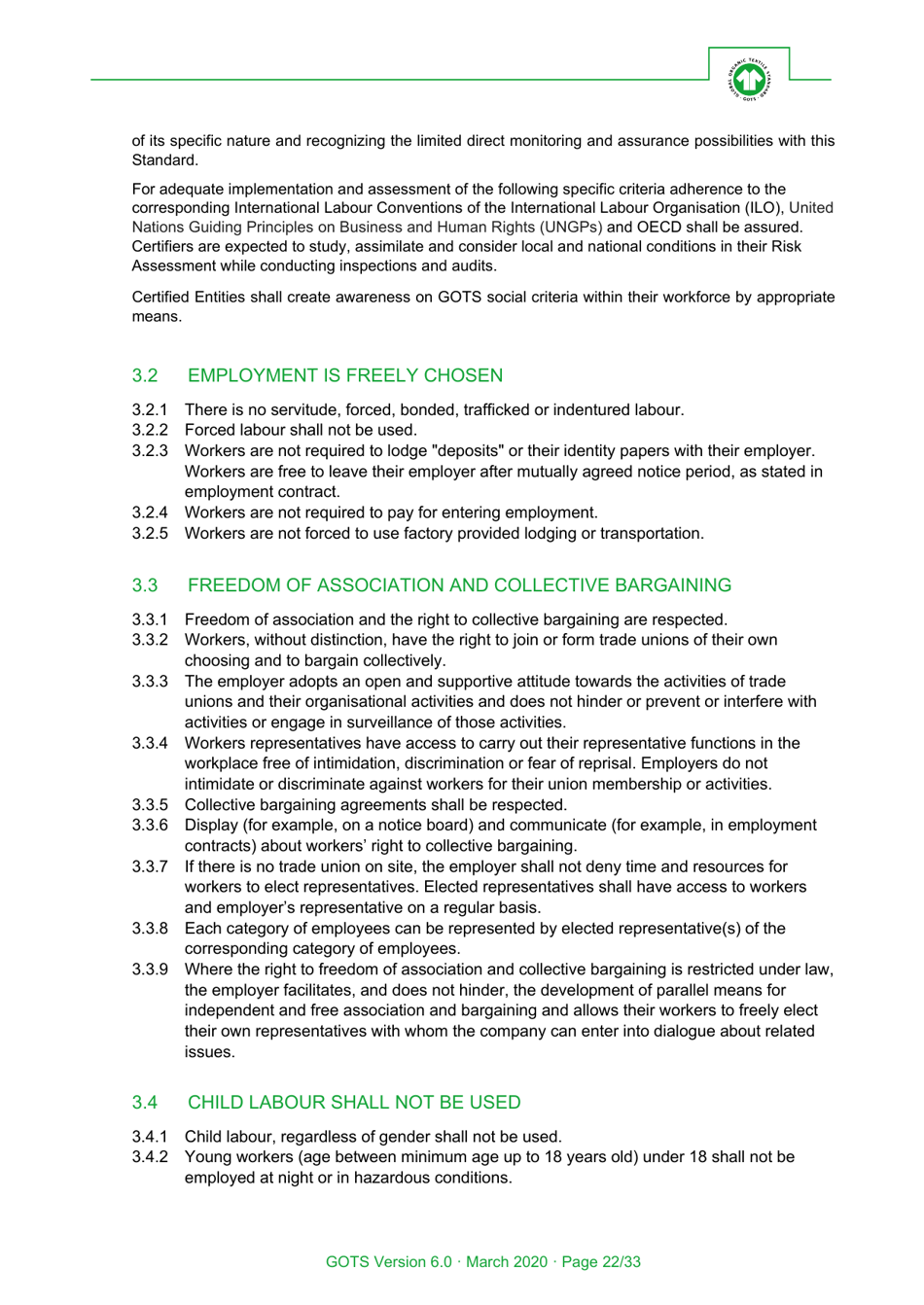 Global Organic Textile Standard - Version 6.0, Page 22