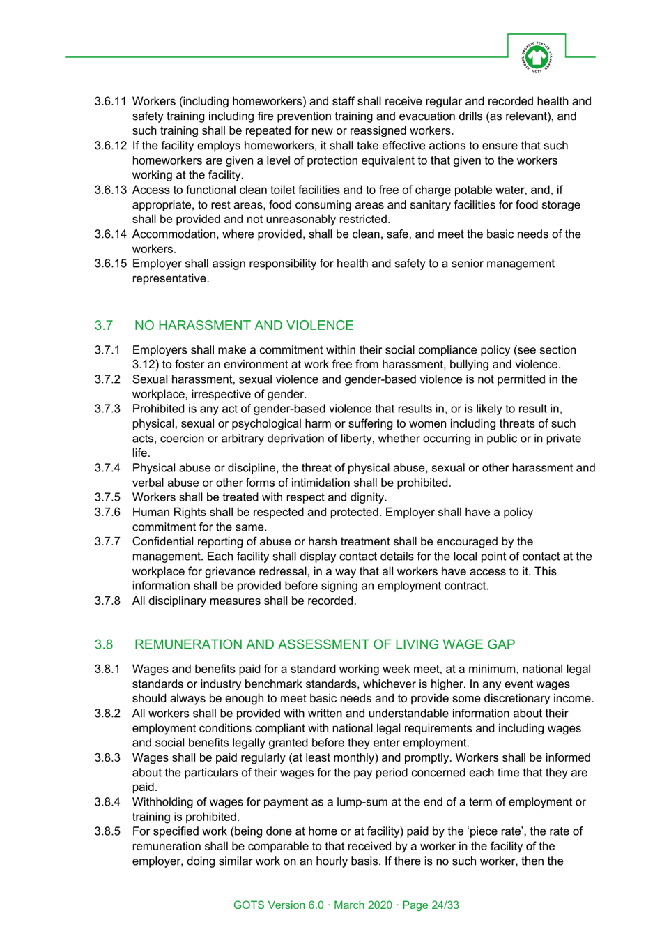 Global Organic Textile Standard - Version 6.0, Page 24