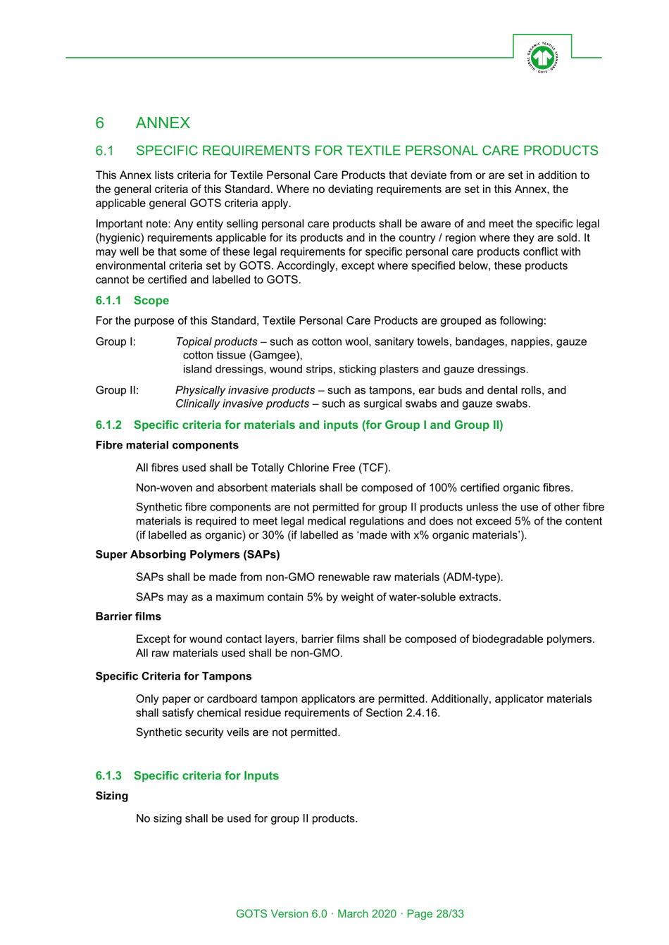 Global Organic Textile Standard - Version 6.0, Page 28