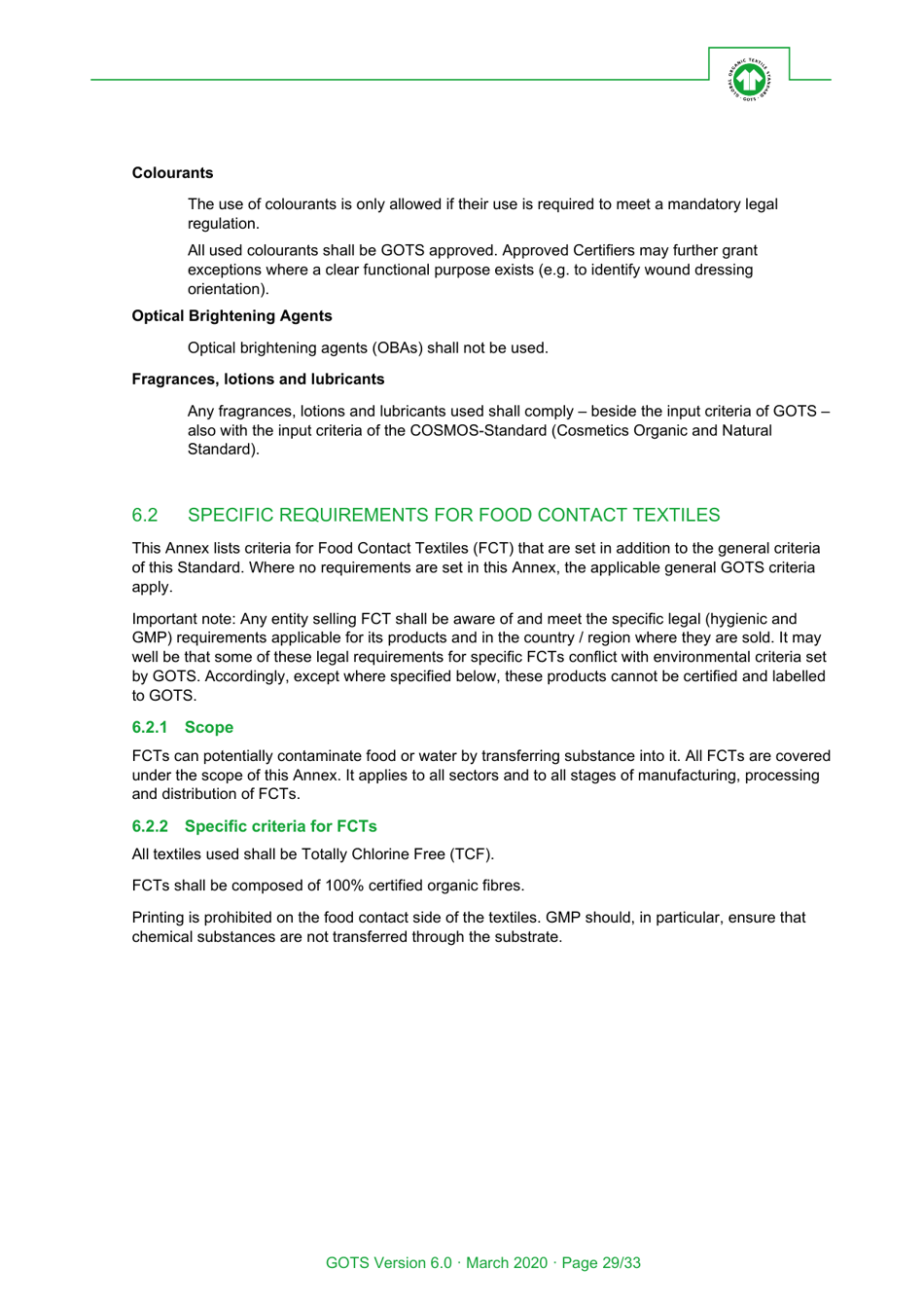 Global Organic Textile Standard - Version 6.0, Page 29