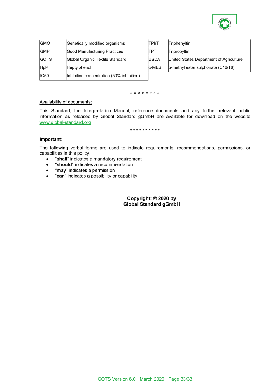 Global Organic Textile Standard - Version 6.0, Page 33