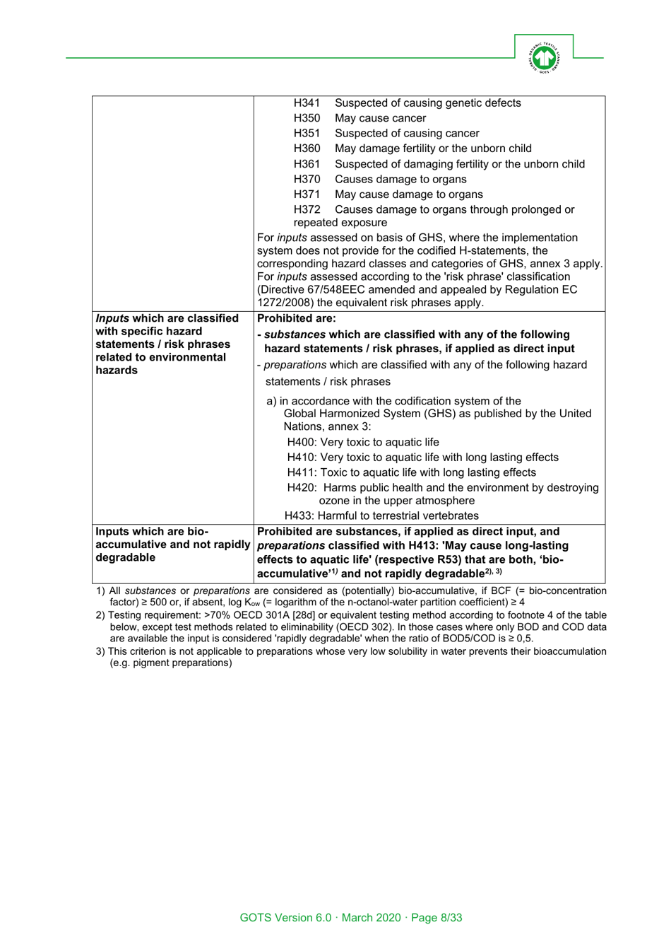 Global Organic Textile Standard - Version 6.0, Page 8
