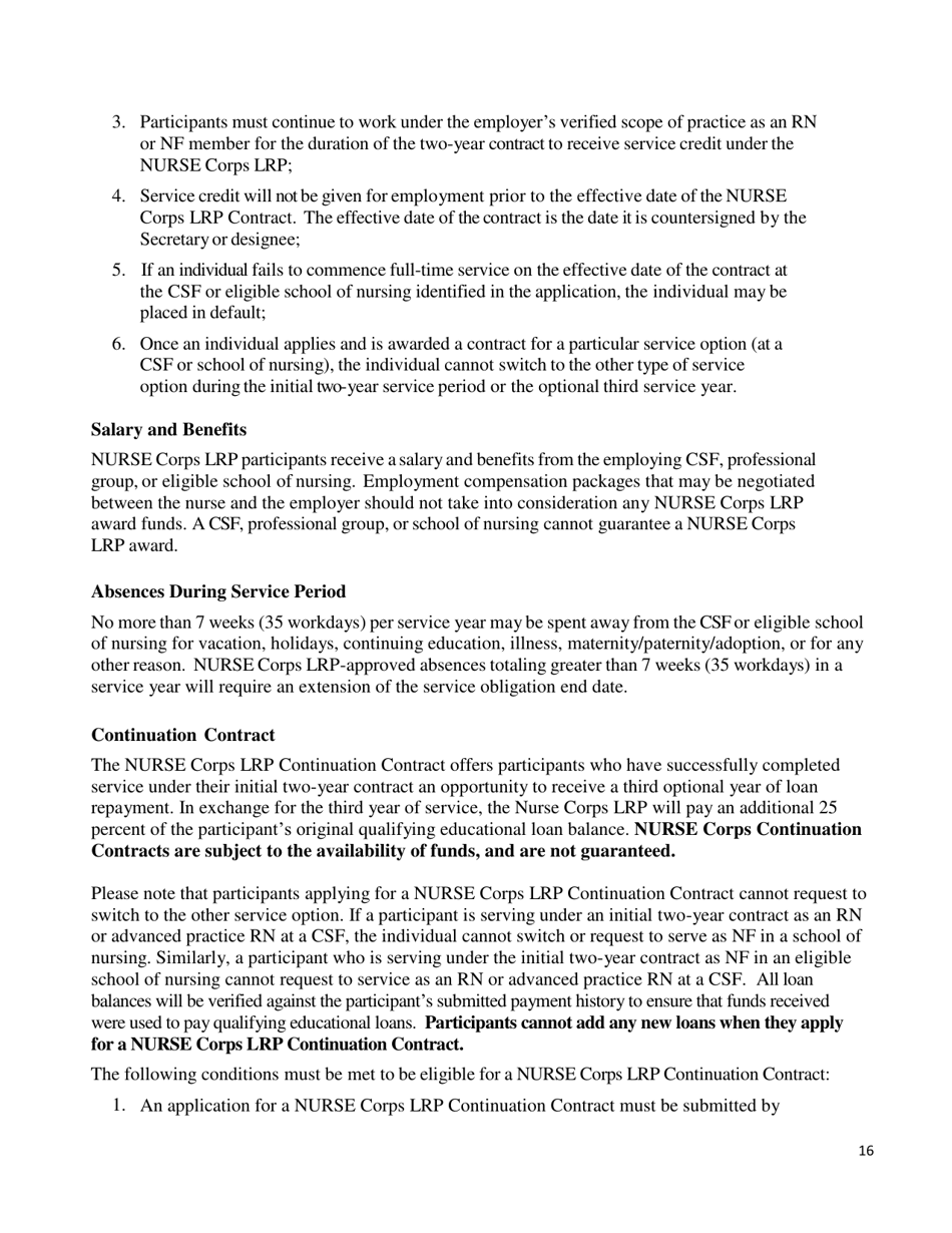 Application and Program Guidance - Nurse Corps Loan Repayment Program, Page 17