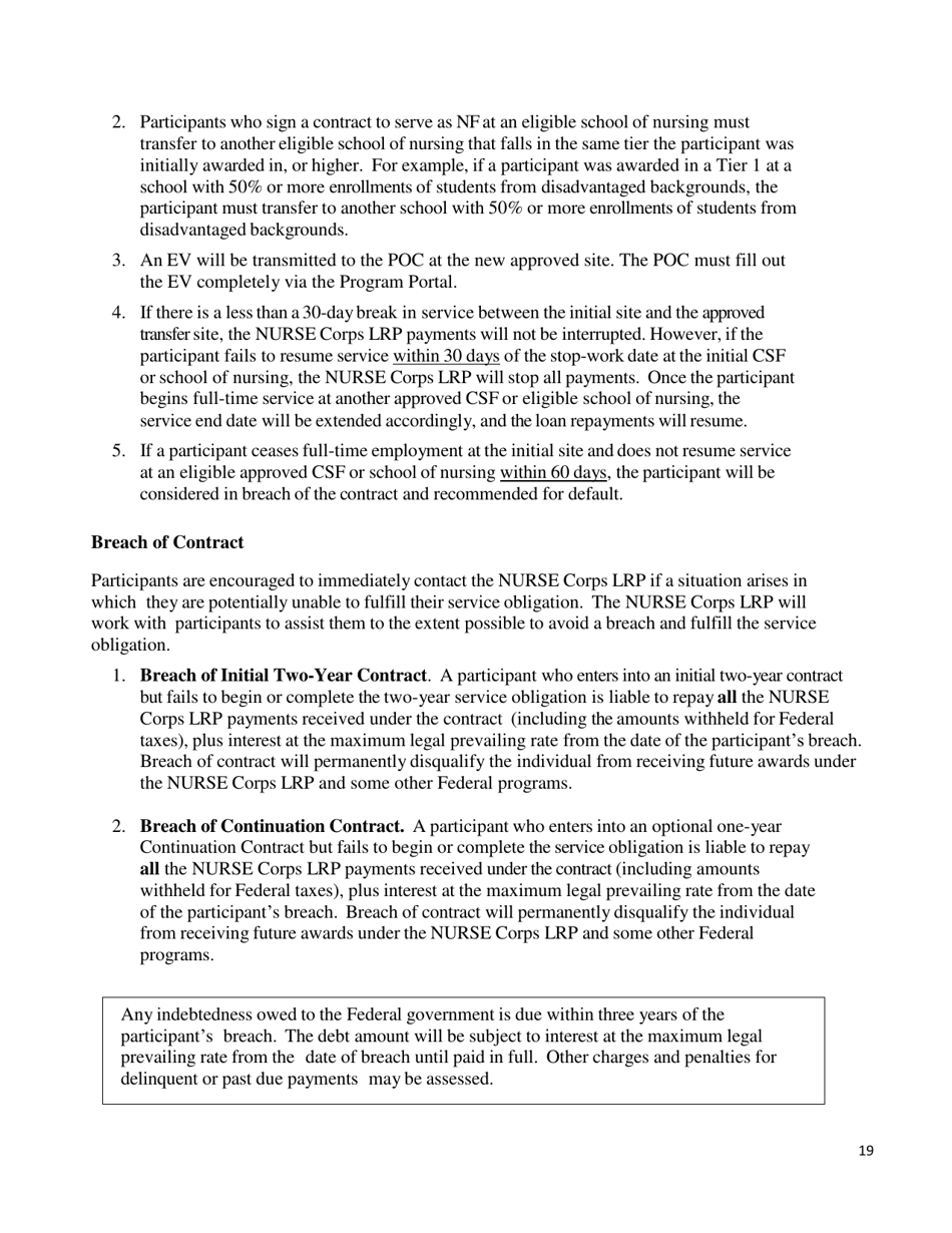 Application and Program Guidance - Nurse Corps Loan Repayment Program, Page 20
