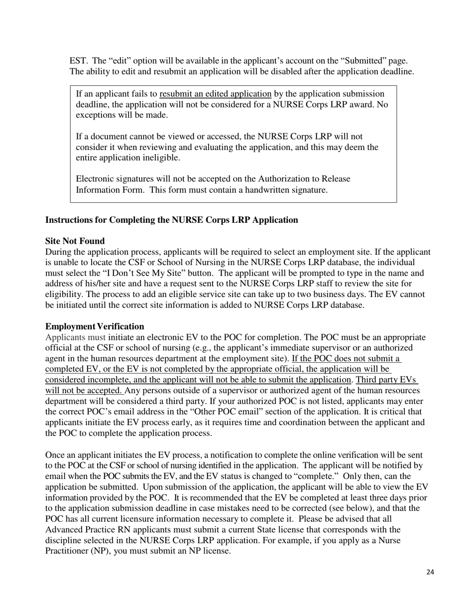 Application and Program Guidance - Nurse Corps Loan Repayment Program, Page 25
