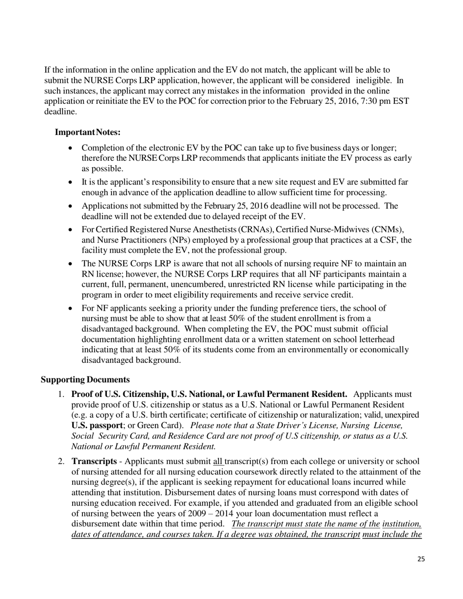 Application and Program Guidance - Nurse Corps Loan Repayment Program, Page 26