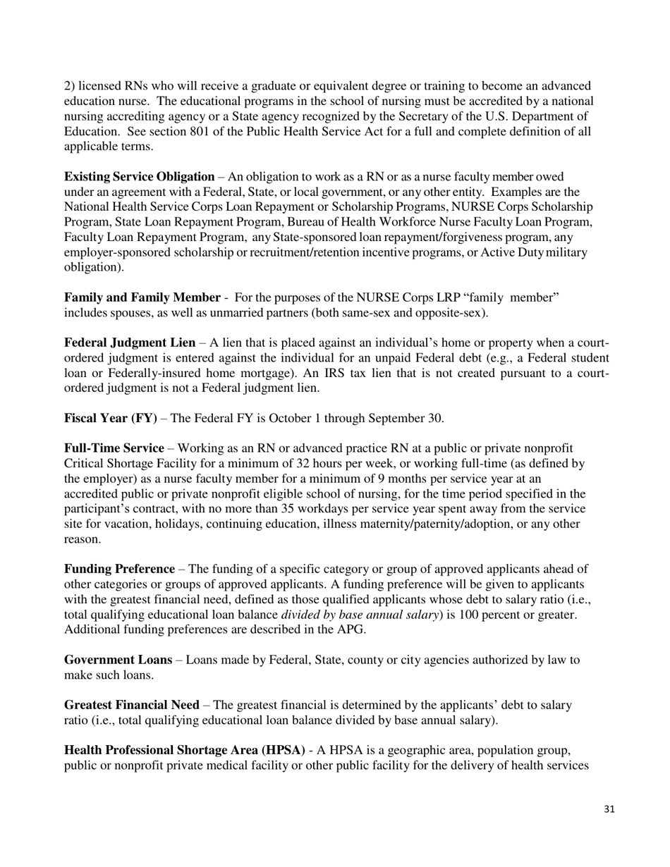Application and Program Guidance - Nurse Corps Loan Repayment Program, Page 32